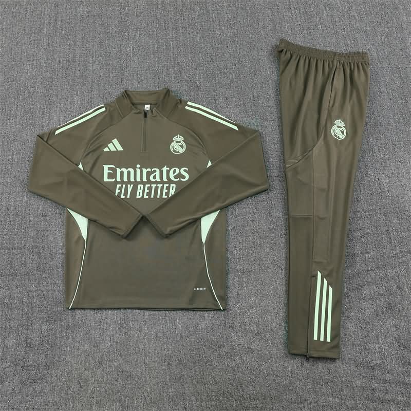 Thailand Quality(AAA) 25/26 Real Madrid Dark Green Soccer Tracksuit