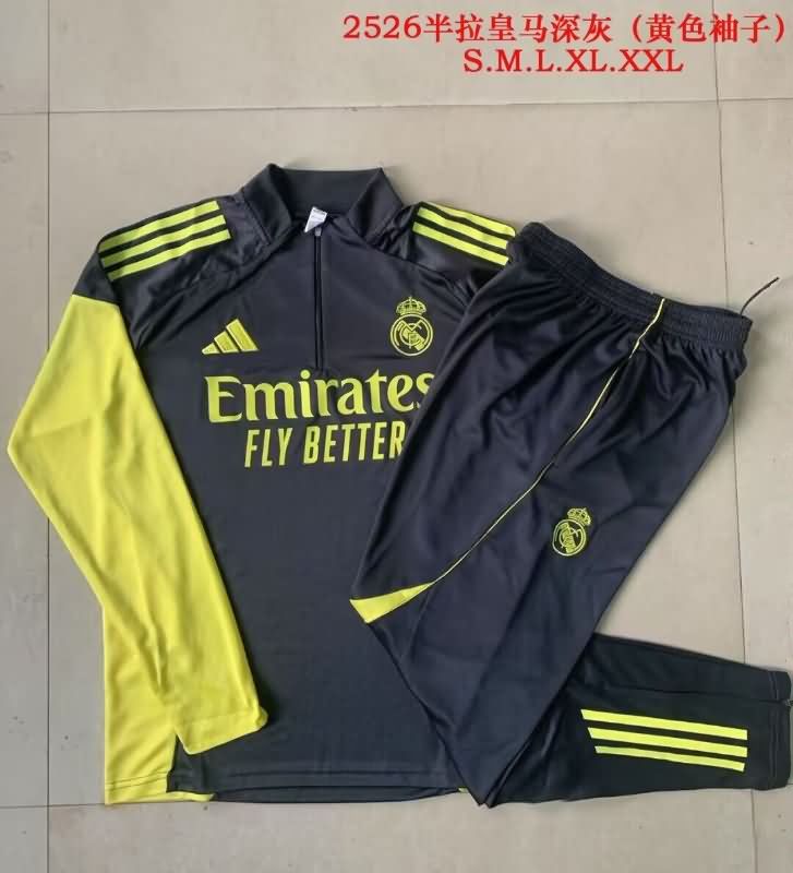 Thailand Quality(AAA) 25/26 Real Madrid Dark Grey Soccer Tracksuit 02