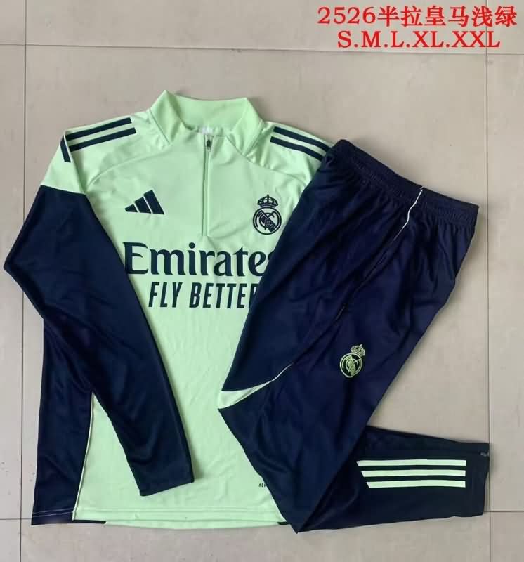 Thailand Quality(AAA) 25/26 Real Madrid Green Soccer Tracksuit 02
