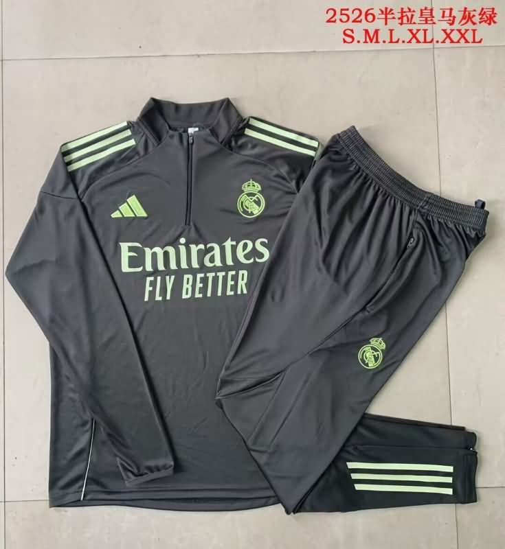 Thailand Quality(AAA) 25/26 Real Madrid Grey Soccer Tracksuit 02