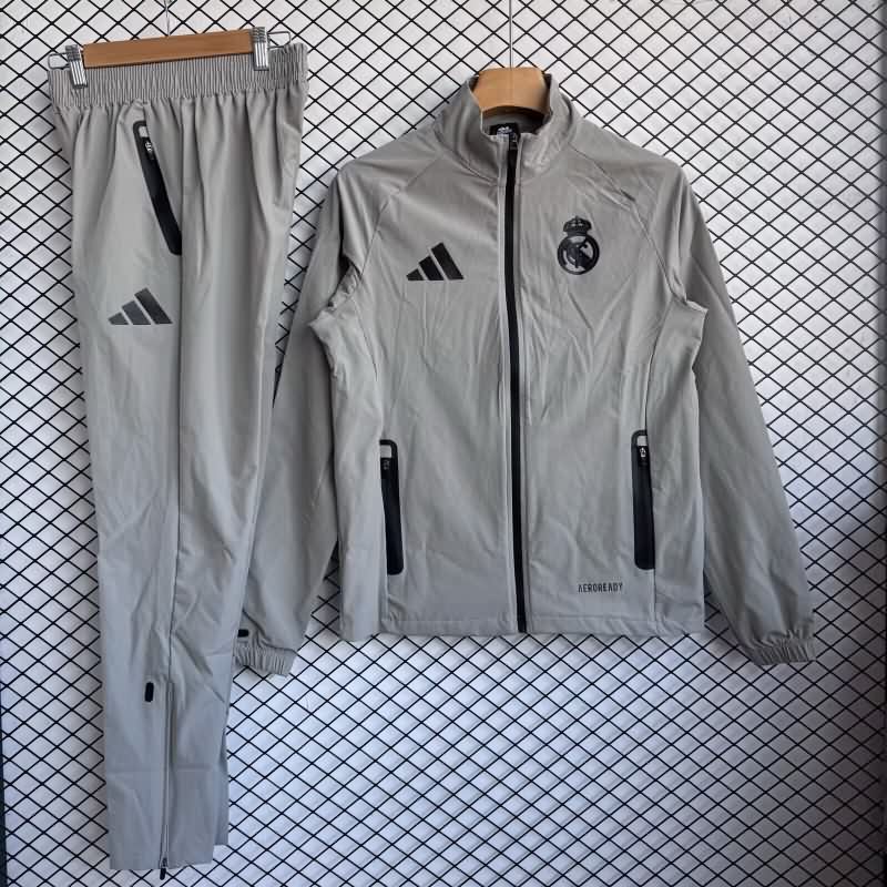 Thailand Quality(AAA) 25/26 Real Madrid Grey Soccer Tracksuit 06