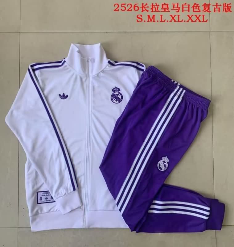 Thailand Quality(AAA) 25/26 Real Madrid White Soccer Tracksuit