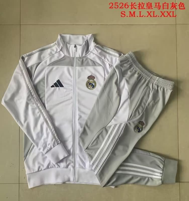 Thailand Quality(AAA) 25/26 Real Madrid White Soccer Tracksuit 02
