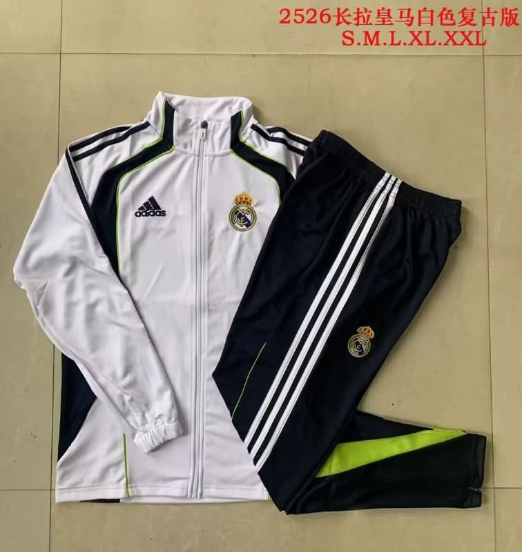 Thailand Quality(AAA) 25/26 Real Madrid White Soccer Tracksuit 03
