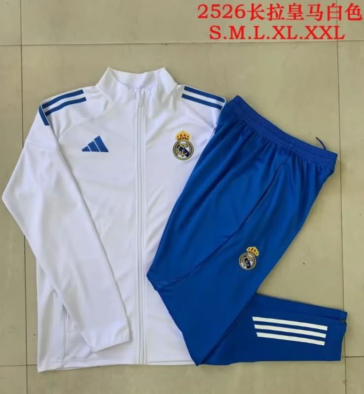 Thailand Quality(AAA) 25/26 Real Madrid White Soccer Tracksuit 09