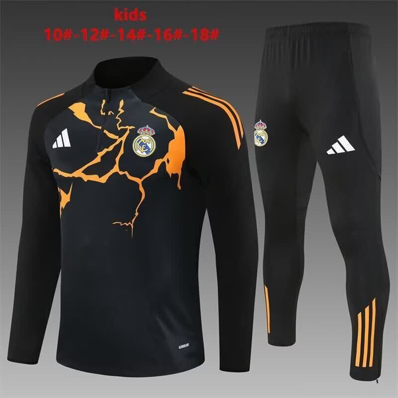 Kids - Thailand Quality(AAA) 25/26 Real Madrid Black Soccer Tracksuit 02