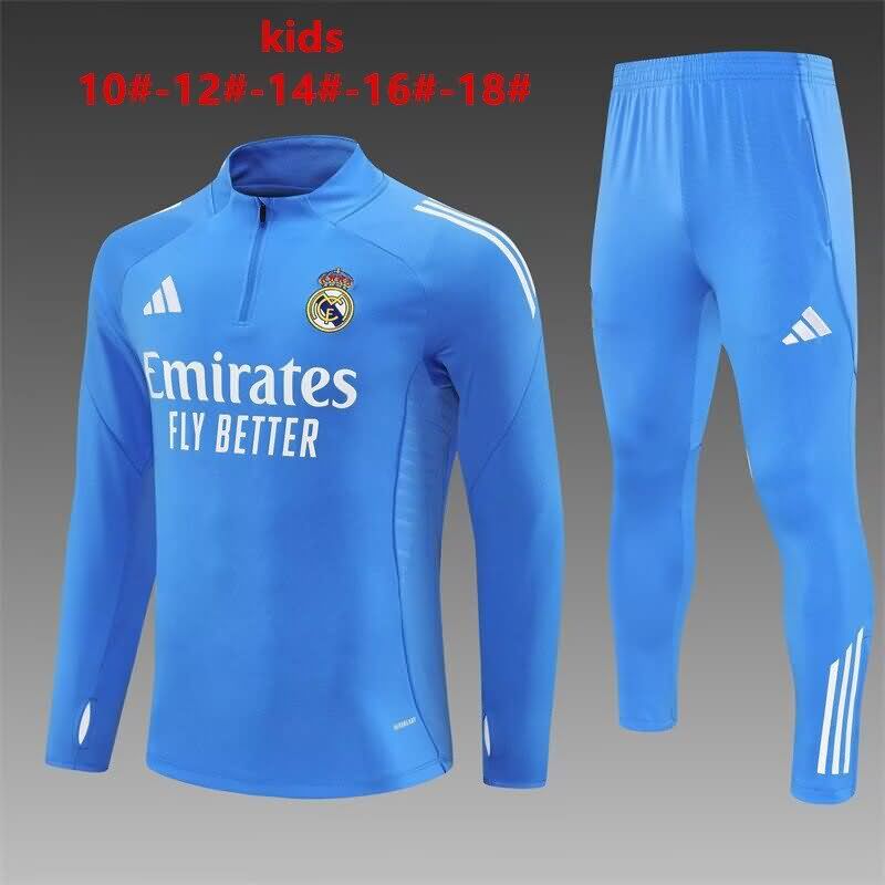 Kids - Thailand Quality(AAA) 25/26 Real Madrid Blue Soccer Tracksuit