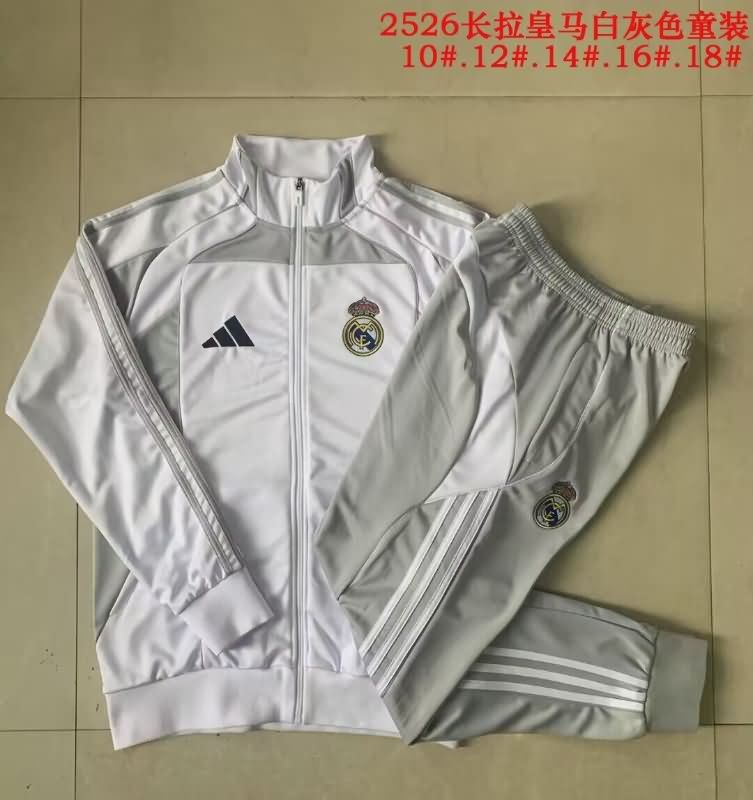 Kids - Thailand Quality(AAA) 25/26 Real Madrid White Soccer Tracksuit 02