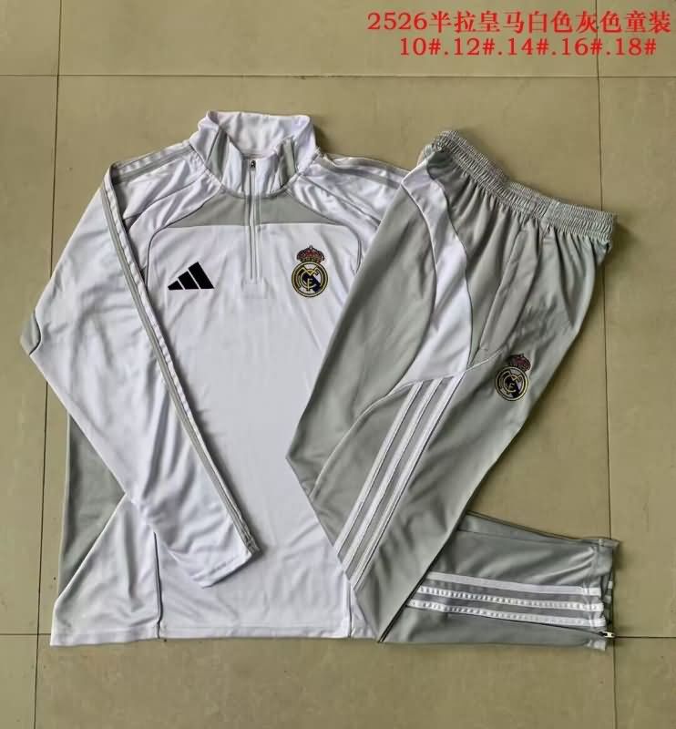 Kids - Thailand Quality(AAA) 25/26 Real Madrid White Soccer Tracksuit 04