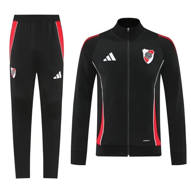 Thailand Quality(AAA) 2025 River Plate Black Soccer Tracksuit