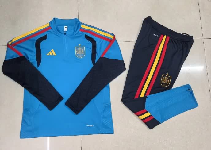 Thailand Quality(AAA) 2026 Spain Blue Soccer Tracksuit