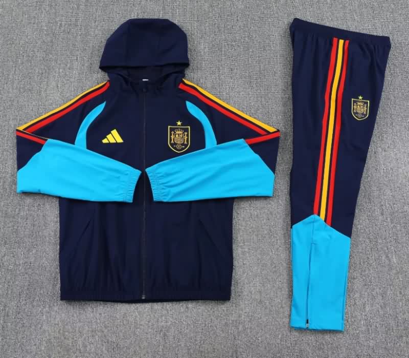 Thailand Quality(AAA) 2026 Spain Dark Blue Soccer Tracksuit 02