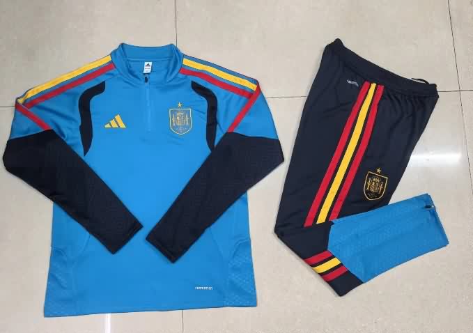 Kids - Thailand Quality(AAA) 2026 Spain Blue Soccer Tracksuit