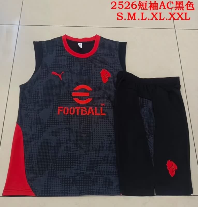 Thailand Quality(AAA) 25/26 AC Milan Black Soccer Training Sets 02