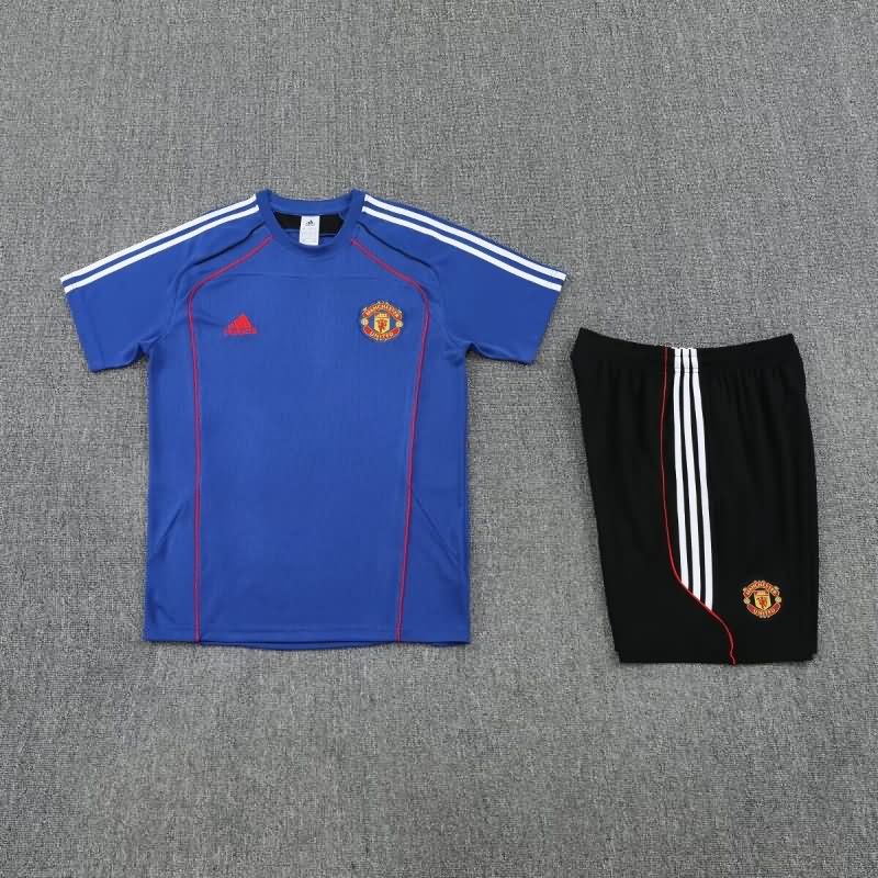 Thailand Quality(AAA) 25/26 Manchester United Blue Soccer Training Sets