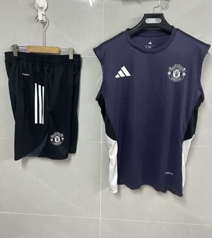 Thailand Quality(AAA) 25/26 Manchester United Dark Blue Soccer Training Sets 02