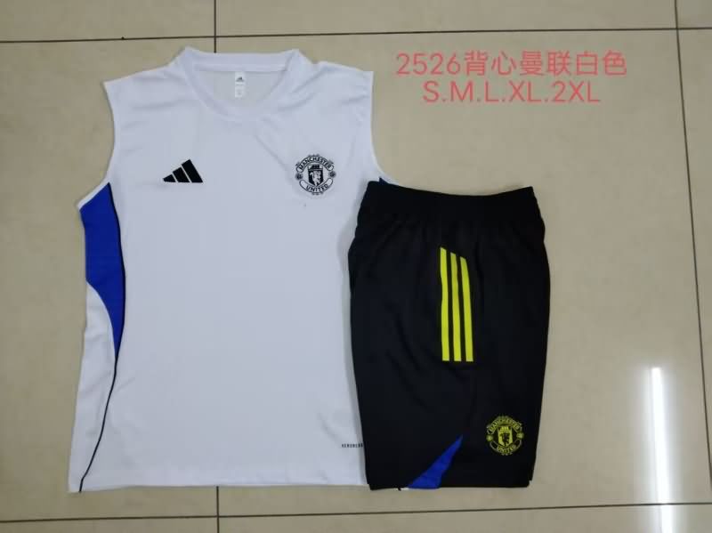 Thailand Quality(AAA) 25/26 Manchester United White Soccer Training Sets