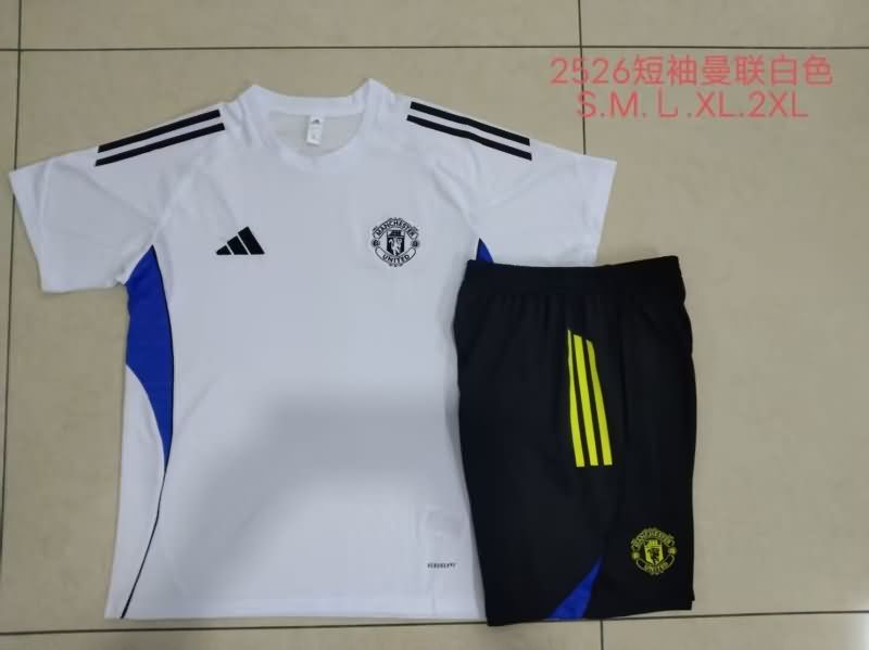 Thailand Quality(AAA) 25/26 Manchester United White Soccer Training Sets 02
