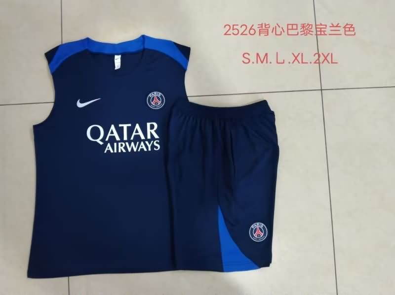 Thailand Quality(AAA) 25/26 Paris St Germain Dark Blue Soccer Training Sets 02