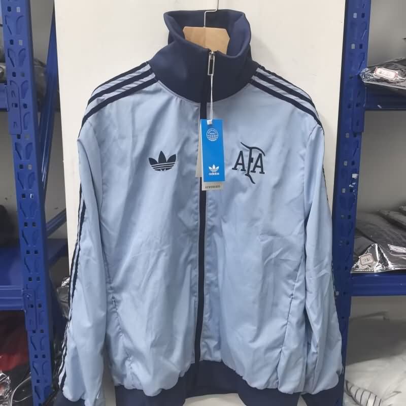 Thailand Quality(AAA) 2025 Argentina Grey Soccer Windbreaker