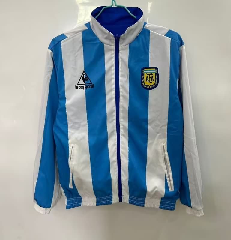Thailand Quality(AAA) 2025 Argentina White Blue Reversible Soccer Windbreaker