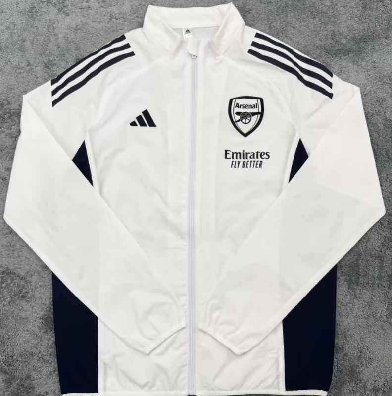 Thailand Quality(AAA) 25/26 Arsenal White Soccer Windbreaker 02