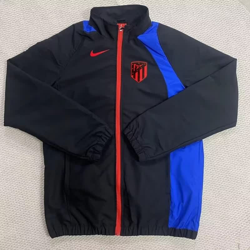 Thailand Quality(AAA) 25/26 Atletico Madrid Black Soccer Windbreaker