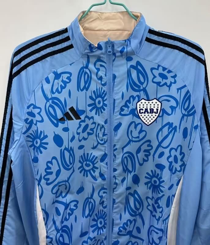 Thailand Quality(AAA) 25/26 Boca Juniors Blue Grey Reversible Soccer Windbreaker