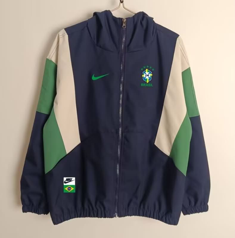 Thailand Quality(AAA) 2025 Brazil Dark Blue Soccer Windbreaker