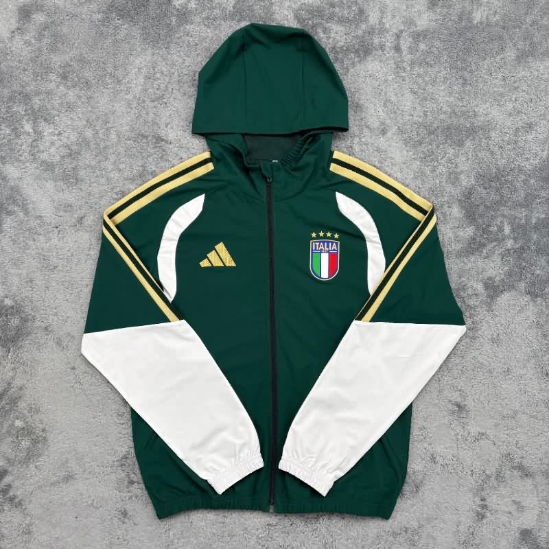 Thailand Quality(AAA) 2026 Italy Green Soccer Windbreaker