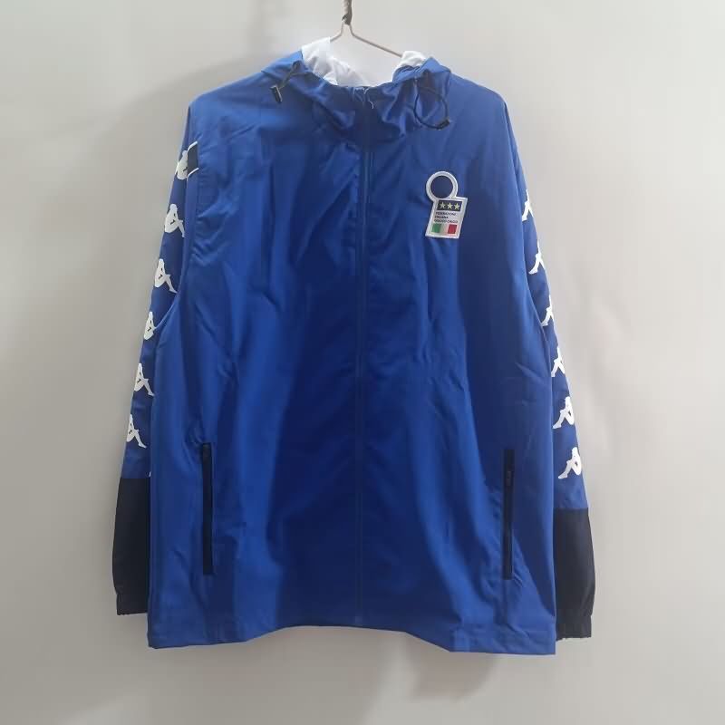 Thailand Quality(AAA) 2025 Italy Blue Soccer Windbreaker 02