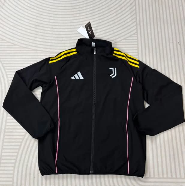 Thailand Quality(AAA) 25/26 Juventus Black Soccer Windbreaker