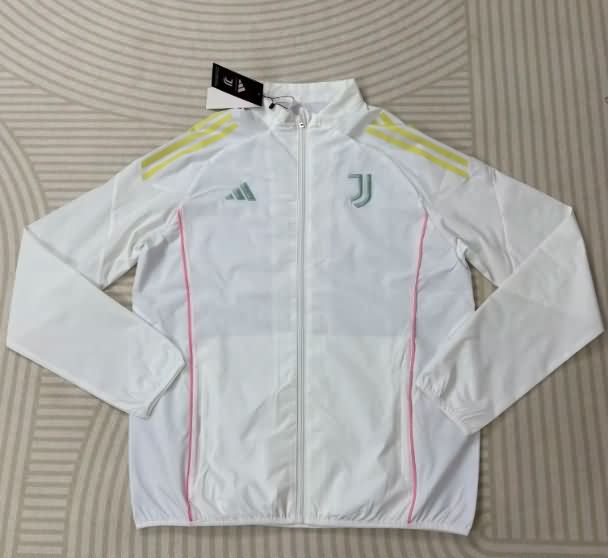 Thailand Quality(AAA) 25/26 Juventus White Soccer Windbreaker
