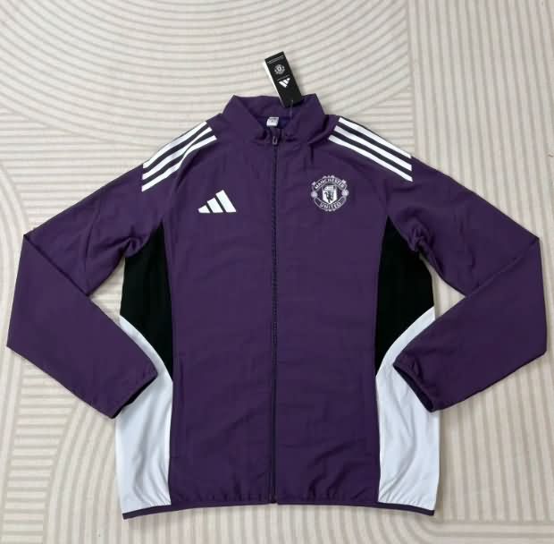 Thailand Quality(AAA) 25/26 Manchester United Purple Soccer Windbreaker