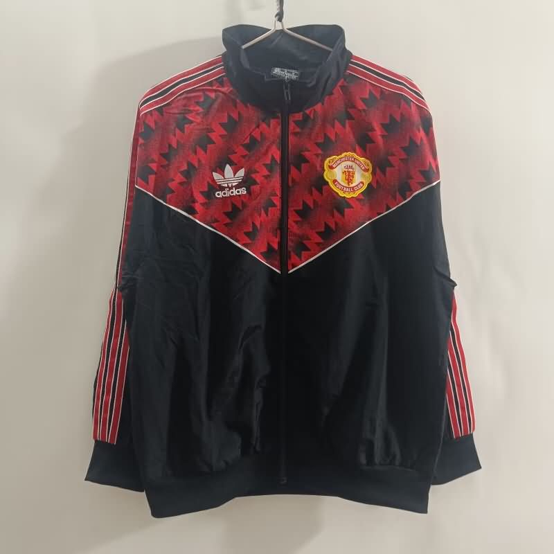 Thailand Quality(AAA) 25/26 Manchester United Red Black Soccer Windbreaker