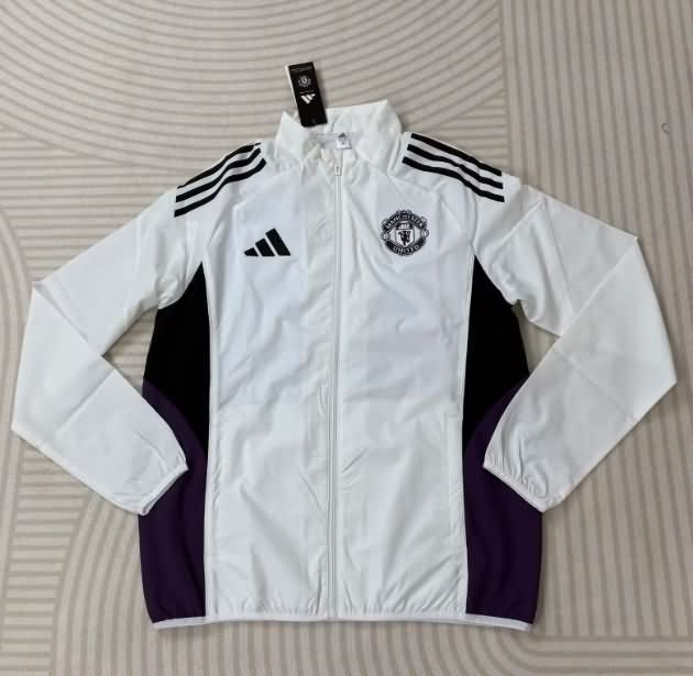 Thailand Quality(AAA) 25/26 Manchester United White Soccer Windbreaker