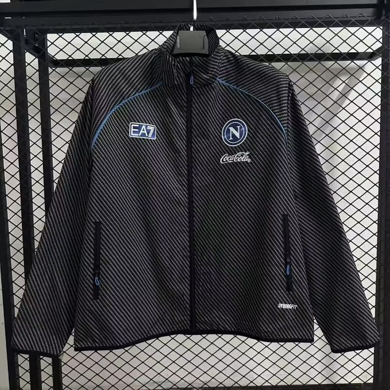 Thailand Quality(AAA) 25/26 Napoli Black Soccer Windbreaker