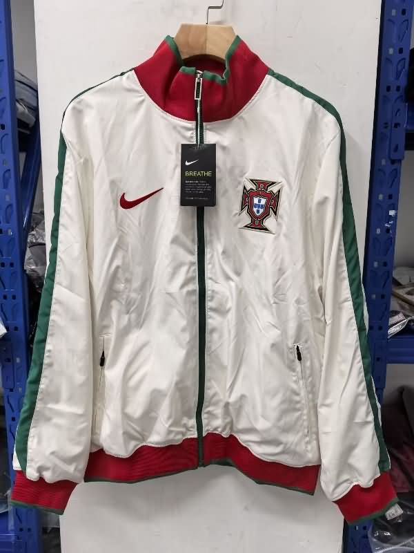 Thailand Quality(AAA) 2025 Portugal White Soccer Windbreaker 02