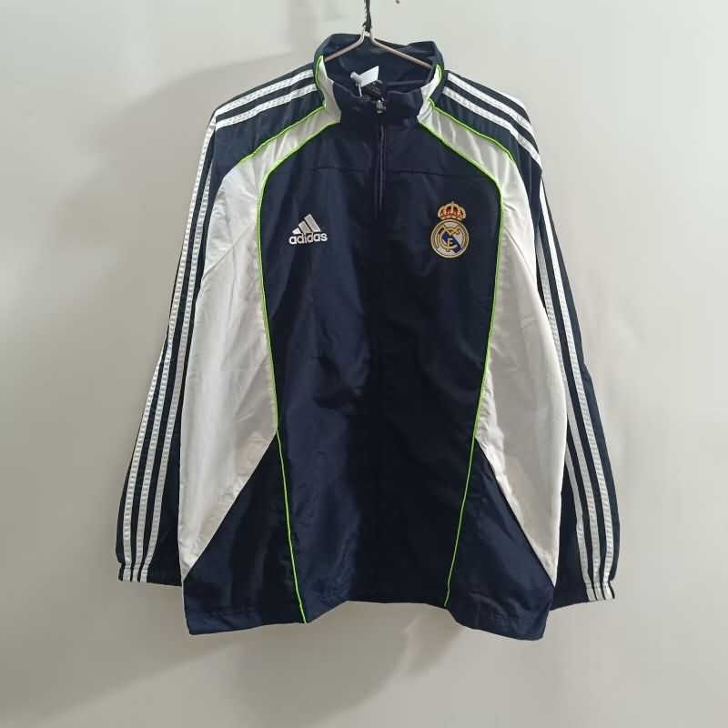 Thailand Quality(AAA) 25/26 Real Madrid Dark Blue Soccer Windbreaker