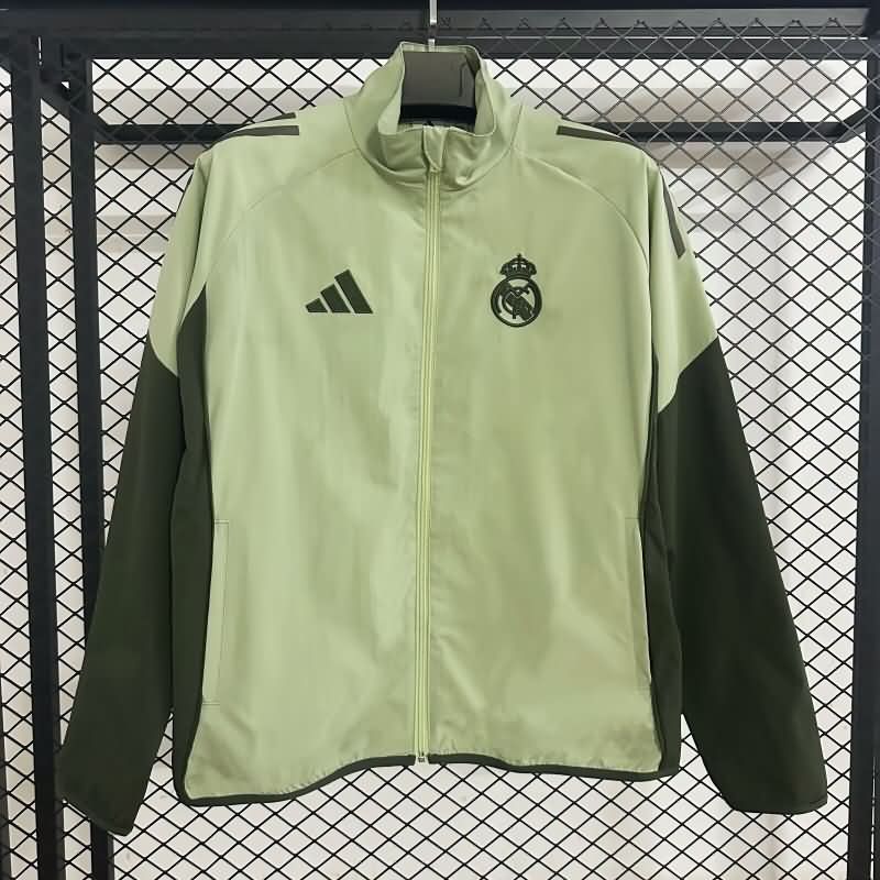 Thailand Quality(AAA) 25/26 Real Madrid Green Soccer Windbreaker 02