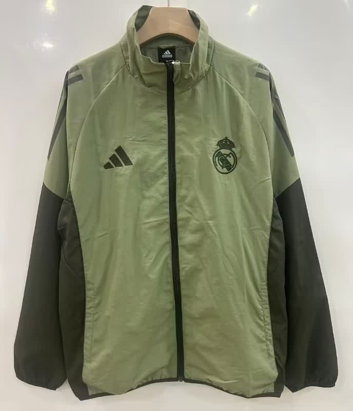 Thailand Quality(AAA) 25/26 Real Madrid Green Soccer Windbreaker 03