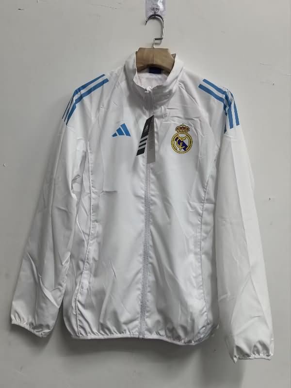 Thailand Quality(AAA) 25/26 Real Madrid White Soccer Windbreaker 03