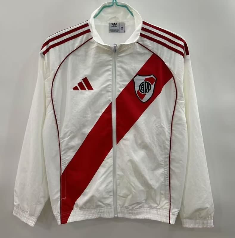 Thailand Quality(AAA) 2025 River Plate White Soccer Windbreaker