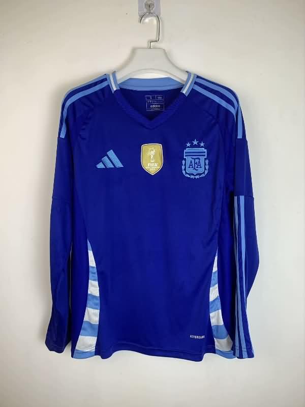 Thailand Quality(AAA) 2024 Argentina Copa America Away Long Sleeve Soccer Jersey