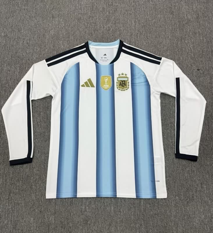 Thailand Quality(AAA) 2026 Argentina World Cup Home Long Sleeve Soccer Jersey