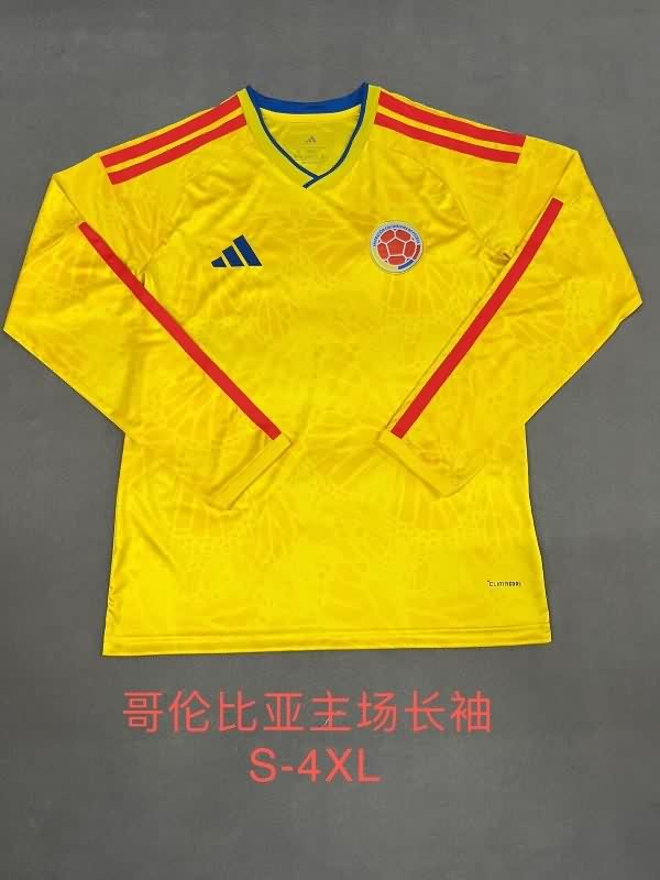 Thailand Quality(AAA) 2026 Colombia World Cup Home Long Sleeve Soccer Jersey