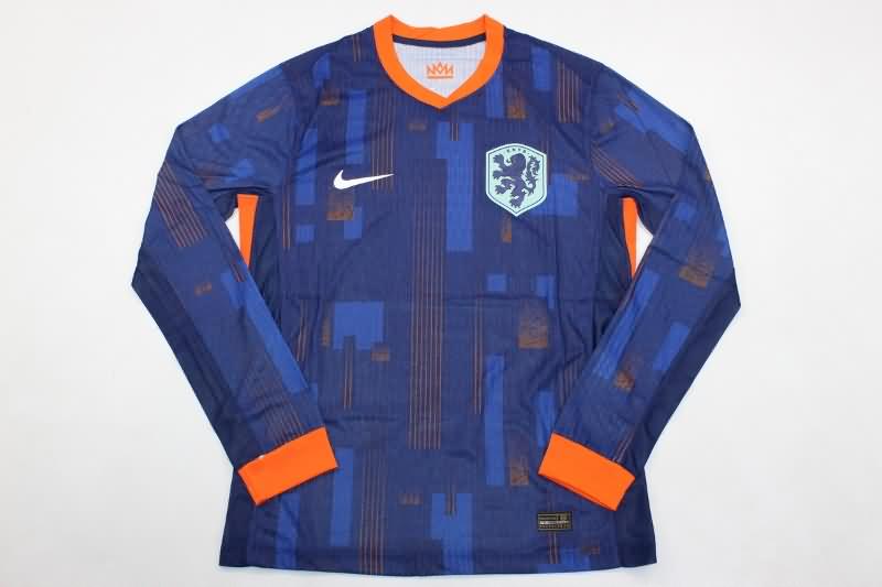 Thailand Quality(AAA) 2024 Netherlands Away Long Sleeve Soccer Jersey (Player)