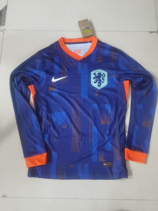 Thailand Quality(AAA) 2024 Netherlands Away Long Sleeve Soccer Jersey (Player)