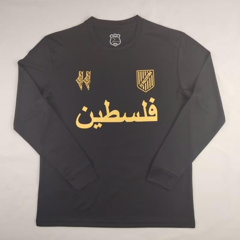 Thailand Quality(AAA) 2024 Palestine Black Long Sleeve Soccer Jersey 02