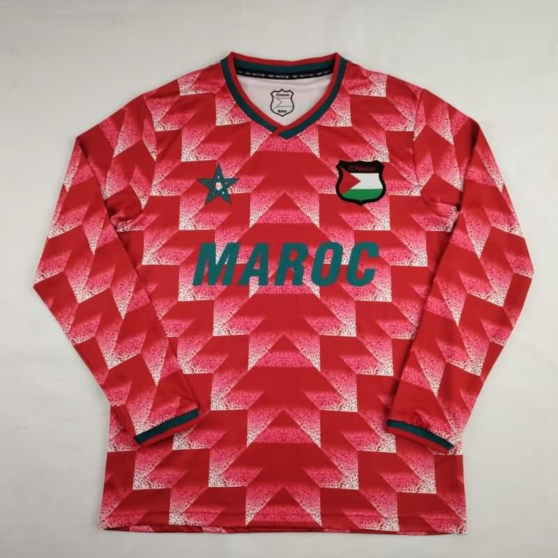 Thailand Quality(AAA) 2024 Palestine Red Long Sleeve Soccer Jersey